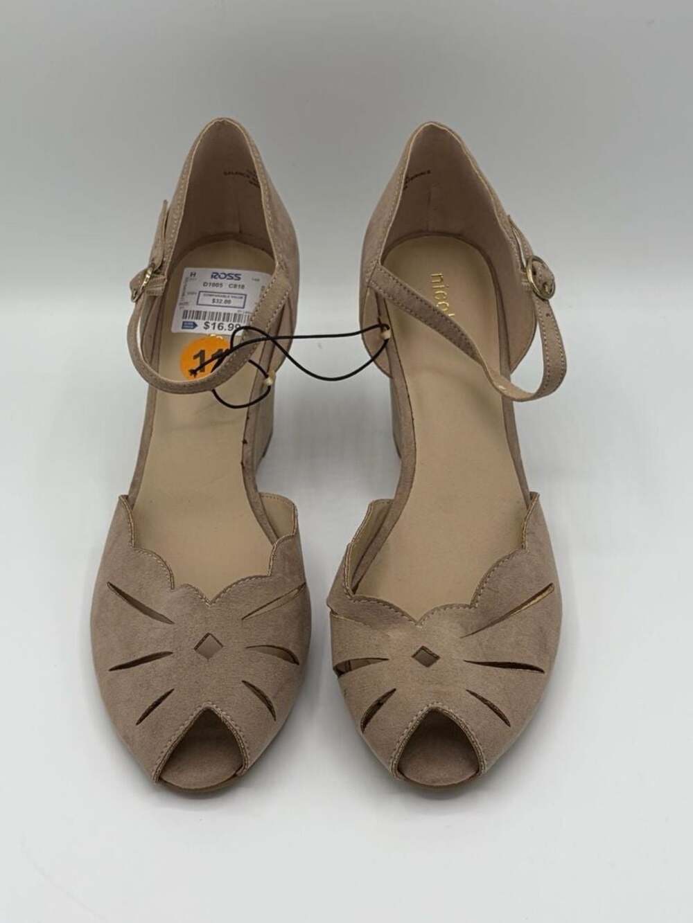 Nicole Women's Peep Toe Wedge Sandals with Scalloped Cutout Detail